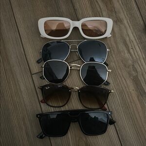 Ray-Ban Sunglasses Set with White, Black, and Gold Frames